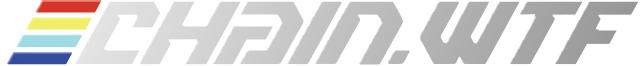 Full Chain.wtf wordmark with colored bars and metallic lettering